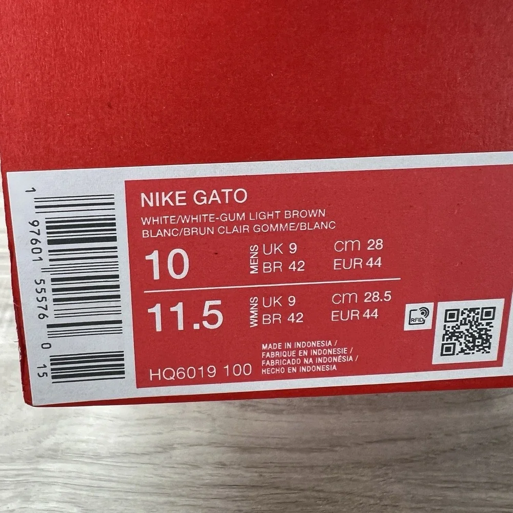 Nike Gato Shoes Mens Size 10 Indoor Soccer Futbol nby HQ6019-100 White Gum